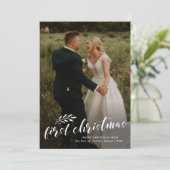 最初のクリスマスの手書き結婚式の写真 シーズンカード (スタンド正面)