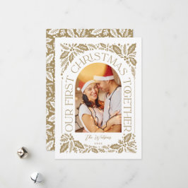 最初のクリスマスを一緒にお祝い アーチ3 フォト コラージュ シーズンカード