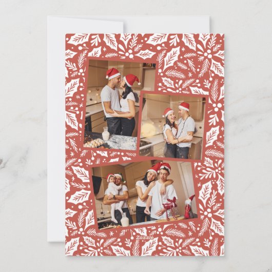 最初のクリスマスを一緒に アーチ3 フォト コラージュ シーズンカード (裏面)