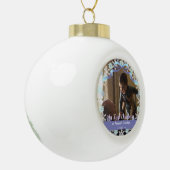 最初のクリスマスグランドパライトブルーパープルトーンスノー セラミックボールオーナメント (左)