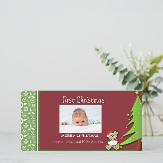 最初のクリスマスツリーの写真カード シーズンカード (スタンド正面)