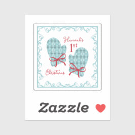 最初のクリスマスミトン 赤いリボン ホリデー シール