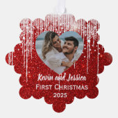 最初のクリスマス写真の名前 オーナメントカード (正面)