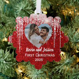 最初のクリスマス写真の名前 オーナメントカード