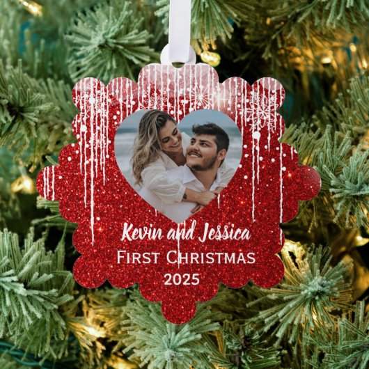 最初のクリスマス写真の名前 オーナメントカード (インサイチュ (木))