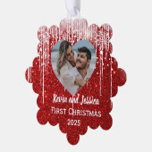 最初のクリスマス写真の名前 オーナメントカード (左)