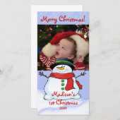 最初のクリスマス写真カード 雪だるま シーズンカード (正面/裏面)