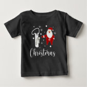 最初のクリスマス サンタクロース かわいい フェスティブ モダン ベイビー ベビーTシャツ (正面)