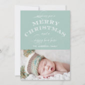 最初のクリスマス フォト カード ミントグリーン (正面)