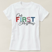 最初のクリスマス 女性用 ホワイト Tシャツ (デザイン正面)