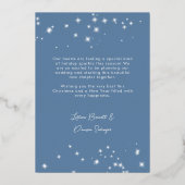 最初のクリスマス　婚約写真　ブルー 箔シーズンカード (裏面)