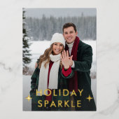 最初のクリスマス　婚約写真　赤 箔シーズンカード (正面)