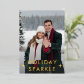 最初のクリスマス　婚約写真　赤 箔シーズンカード (立ち正面)