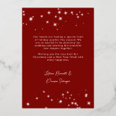 最初のクリスマス　婚約写真　赤 箔シーズンカード (裏面)