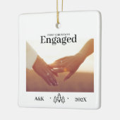 最初のクリスマス　婚約　カスタム写真　2026 セラミックオーナメント (左)