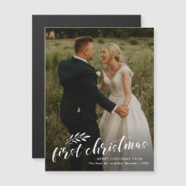 最初のクリスマス 手書きスクリプト 結婚式 写真 ホリデーカード