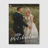 最初のクリスマス 手書きスクリプト 結婚式 写真 ホリデーカード (正面)
