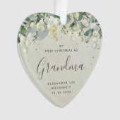 最初のクリスマス 祖父母/親戚 写真 ハート オーナメント (正面)