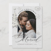 最初のクリスマス 結婚記念日 輝き ボヘミア アーチ フォト シーズンカード (正面)