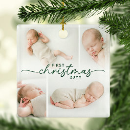 最初のクリスマス 5枚の写真のオーダーメイドクリスマス セラミックオーナメント