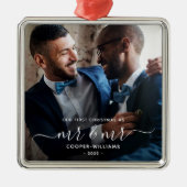 最初のクリスマス Mr&MrLGBTQ記念品 メタルオーナメント (正面)