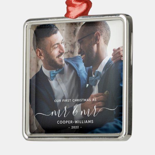 最初のクリスマス Mr&MrLGBTQ記念品 メタルオーナメント (左)