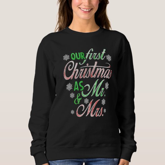 最初のクリスマス Mr & Mrs 初めてのクリスマス スウェットシャツ (正面)