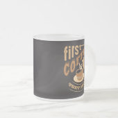 最初のコおもしろいーヒーをパーソナライズ フロストグラスマグカップ (正面右)