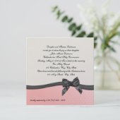 最初のコミュニオンピンク水玉模様と弓 招待状 (スタンド正面)