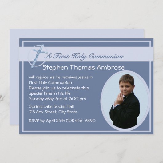 最初のコミュニティ写真/青 招待状 (正面/裏面)