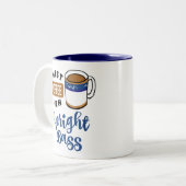 最初のコーヒーとアップライトベース音楽愛好家 ツートーンマグカップ (正面左)