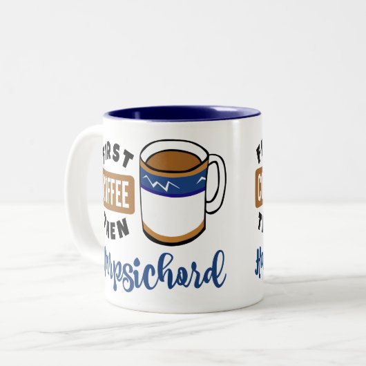 最初のコーヒーとハープシコード音楽の恋人 ツートーンマグカップ (正面左)