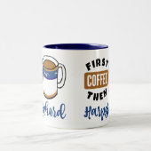 最初のコーヒーとハープシコード音楽の恋人 ツートーンマグカップ (中央)