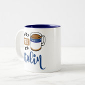 最初のコーヒーとバイオリン音楽愛好家 ツートーンマグカップ (正面左)