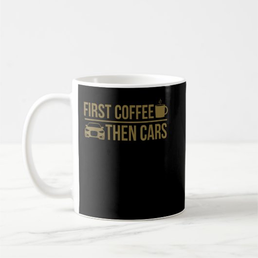最初のコーヒーと車 コーヒーマグカップ (左)