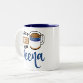 最初のコーヒーとVeena音楽愛好家 ツートーンマグカップ (正面左)