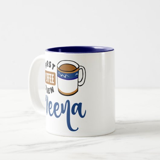 最初のコーヒーとVeena音楽愛好家 ツートーンマグカップ (正面左)