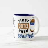 最初のコーヒーの後に音楽の愛好家 ツートーンマグカップ (正面右)