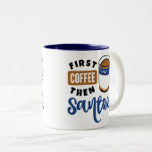 最初のコーヒーの後、サントア音楽愛好家 ツートーンマグカップ (正面右)