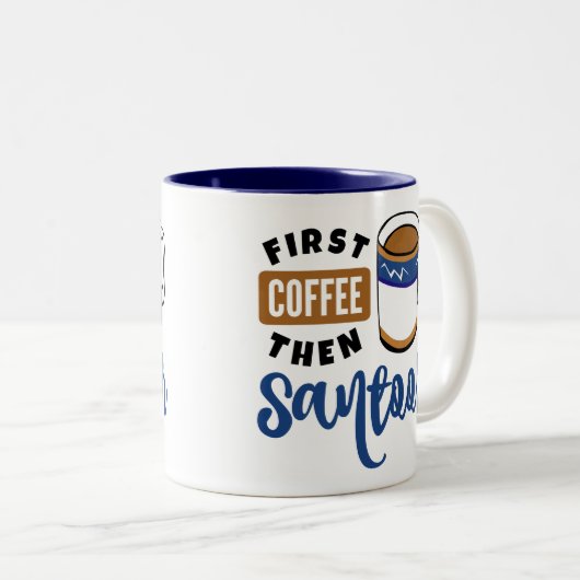 最初のコーヒーの後、サントア音楽愛好家 ツートーンマグカップ (正面右)