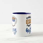 最初のコーヒーの後Guzheng音楽愛好家 ツートーンマグカップ (中央)