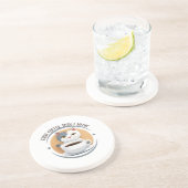 最初のコーヒーは可愛い猫の砂岩 コースター (側面)