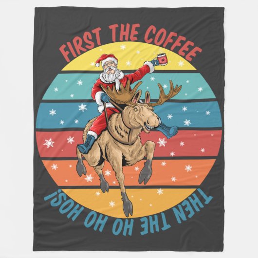最初のコーヒーホホホホホホホズ フリースブランケット (正面)