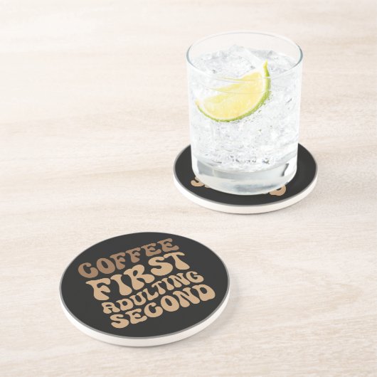 最初のコーヒー、後のカフェインおもしろい恋人の姦淫 コースター (側面)