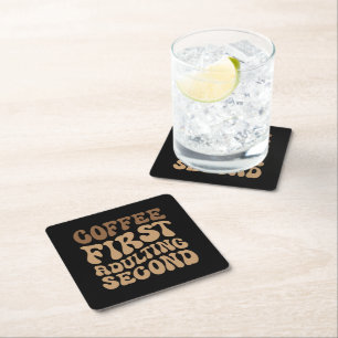 最初のコーヒー、後のカフェインおもしろい恋人の姦淫 スクエアペーパーコースター