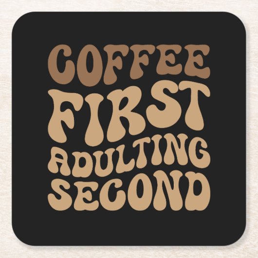 最初のコーヒー、後のカフェインおもしろい恋人の姦淫 スクエアペーパーコースター (正面)
