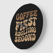 最初のコーヒー、後のカフェインおもしろい恋人の姦淫 ラージ壁時計 (傾斜)