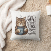 最初のコーヒー、次にポーシティー猫好き クッション (ブランケット)