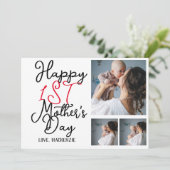 最初のシンプル母日ギフト3つの写真コラージュ シーズンカード (スタンド正面)