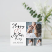 最初のシンプル母日ギフト3つの写真コラージュ シーズンポストカード (スタンド正面)